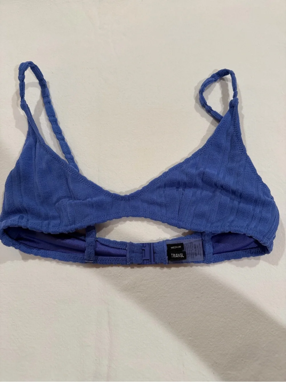 Triangl swimwear Ribbed Cobalt Blue Bandeau Bikini Set. SMALL bottom MEDIUM top.